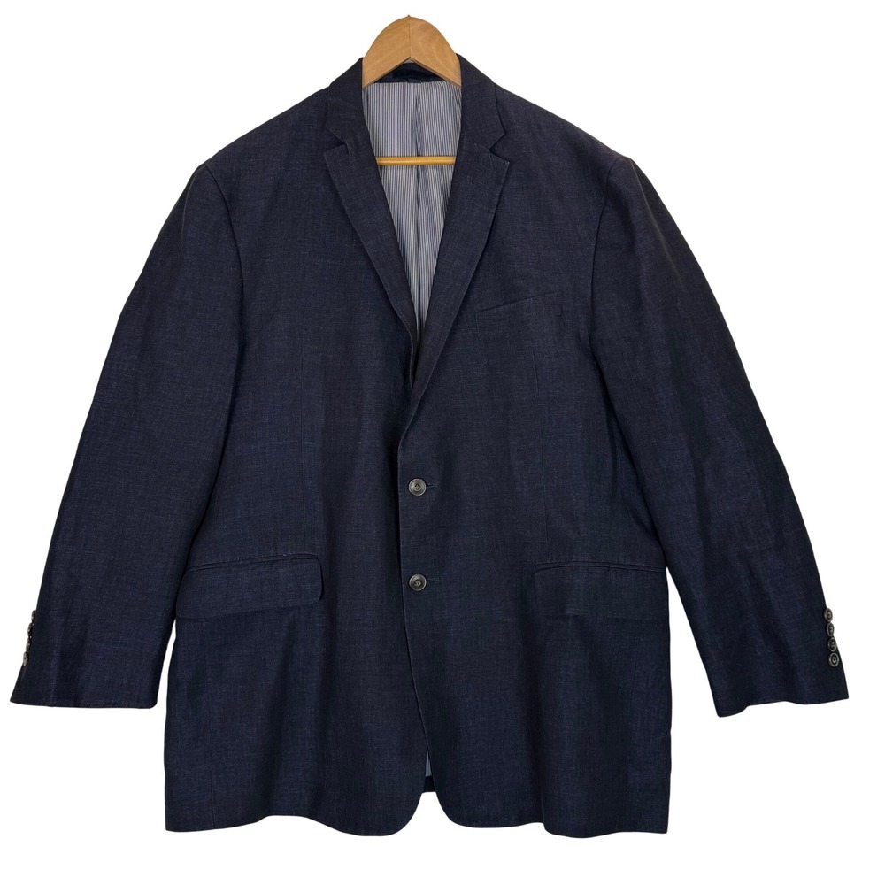 Jos A Bank 1905 Blazer 42R Navy Blue Classic Tailored Linen Summer Sport Coat